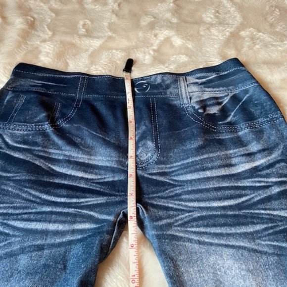 2/$30 Leggings Blue Faux Jean-look Girls Size 12/14 - Picture 10 of 11